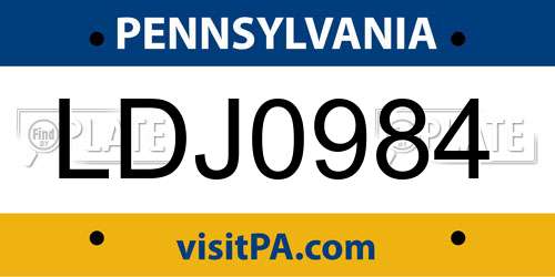 LDJ0984 Pennsylvania License Plate