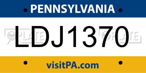 LDJ1370 Pennsylvania License Plate