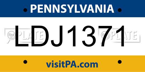 LDJ1371 Pennsylvania License Plate