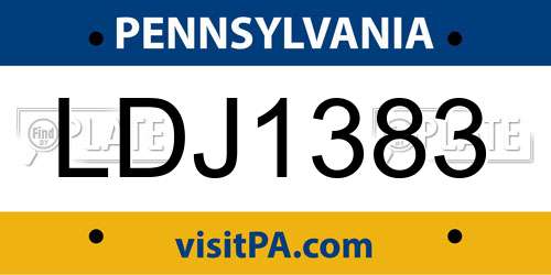 LDJ1383 Pennsylvania License Plate