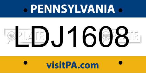 LDJ1608 Pennsylvania License Plate