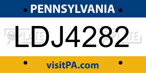 LDJ4282 Pennsylvania License Plate