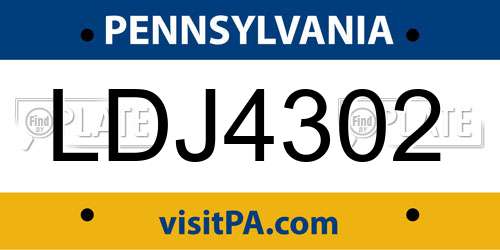 LDJ4302 Pennsylvania License Plate