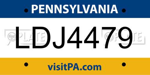 LDJ4479 Pennsylvania License Plate