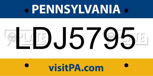 LDJ5795 Pennsylvania License Plate