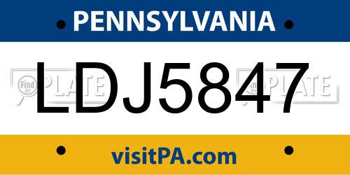 LDJ5847 Pennsylvania License Plate
