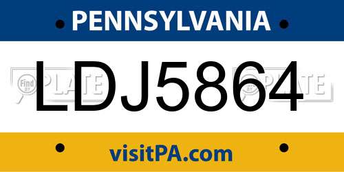 LDJ5864 Pennsylvania License Plate