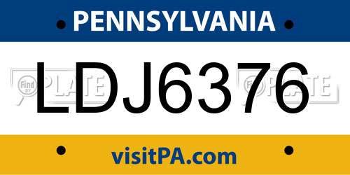 LDJ6376 Pennsylvania License Plate