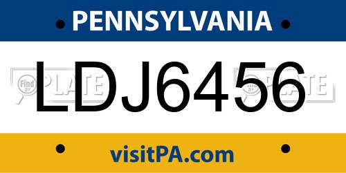 LDJ6456 Pennsylvania License Plate