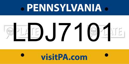 LDJ7101 Pennsylvania License Plate