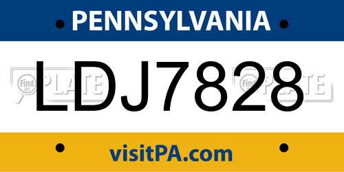 LDJ7828 Pennsylvania License Plate