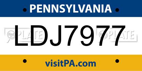 LDJ7977 Pennsylvania License Plate