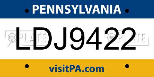 LDJ9422 Pennsylvania License Plate