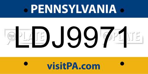LDJ9971 Pennsylvania License Plate