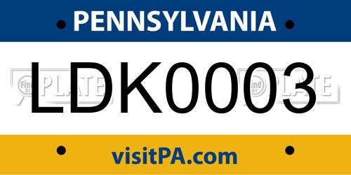 LDK0003 Pennsylvania License Plate