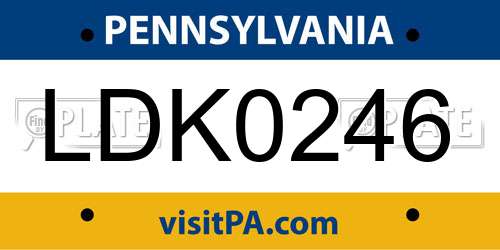 LDK0246 Pennsylvania License Plate
