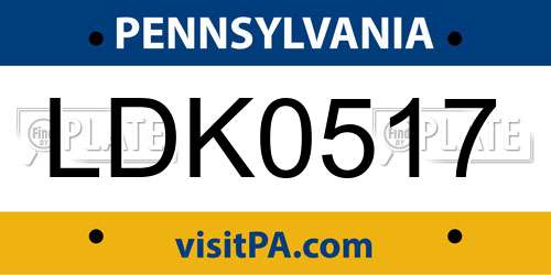 LDK0517 Pennsylvania License Plate