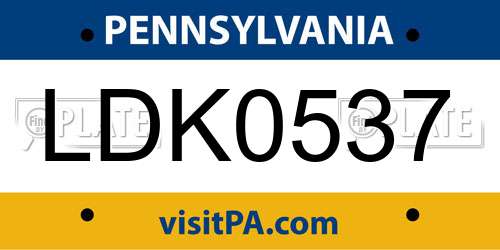 LDK0537 Pennsylvania License Plate