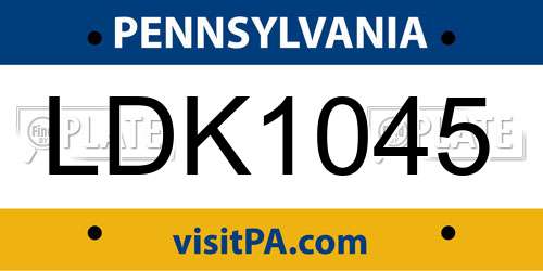 LDK1045 Pennsylvania License Plate