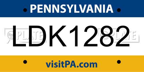 LDK1282 Pennsylvania License Plate