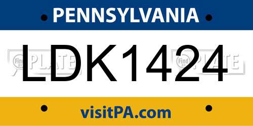 LDK1424 Pennsylvania License Plate