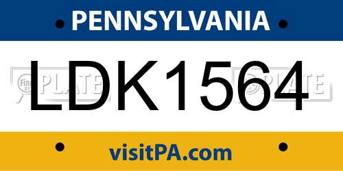 LDK1564 Pennsylvania License Plate