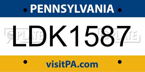 LDK1587 Pennsylvania License Plate