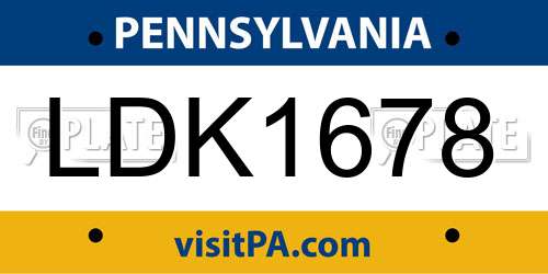 LDK1678 Pennsylvania License Plate