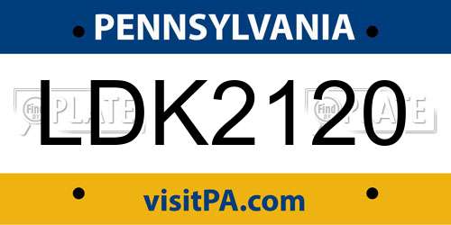 LDK2120 Pennsylvania License Plate