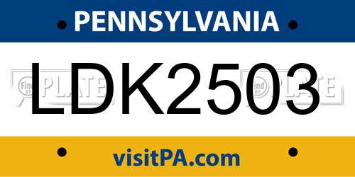 LDK2503 Pennsylvania License Plate