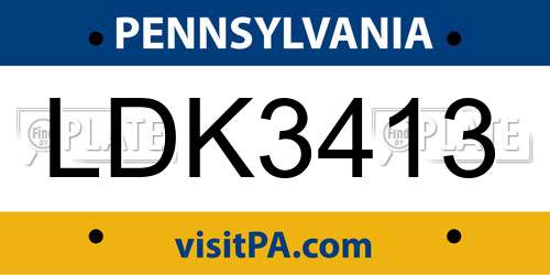 LDK3413 Pennsylvania License Plate