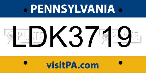 LDK3719 Pennsylvania License Plate