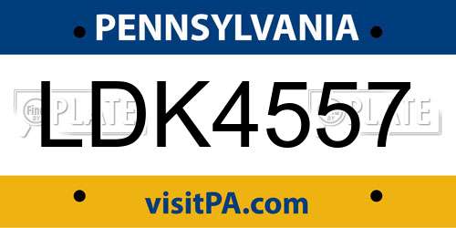 LDK4557 Pennsylvania License Plate