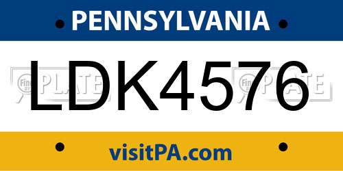 LDK4576 Pennsylvania License Plate