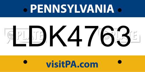 LDK4763 Pennsylvania License Plate