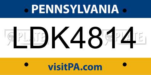 LDK4814 Pennsylvania License Plate
