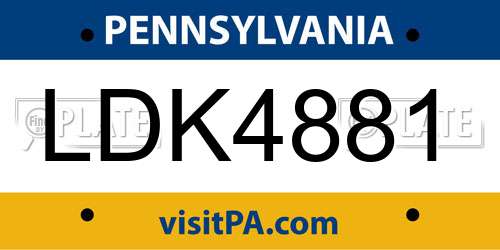 LDK4881 Pennsylvania License Plate