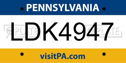 LDK4947 Pennsylvania License Plate