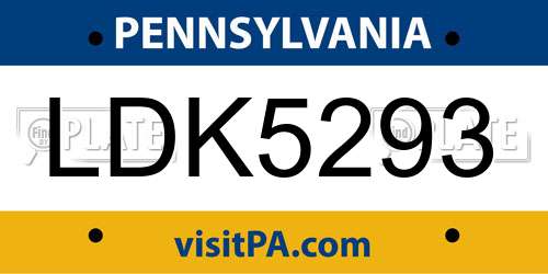 LDK5293 Pennsylvania License Plate