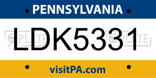 LDK5331 Pennsylvania License Plate