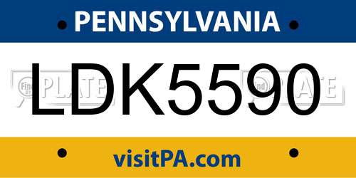 LDK5590 Pennsylvania License Plate