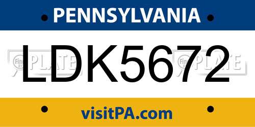 LDK5672 Pennsylvania License Plate