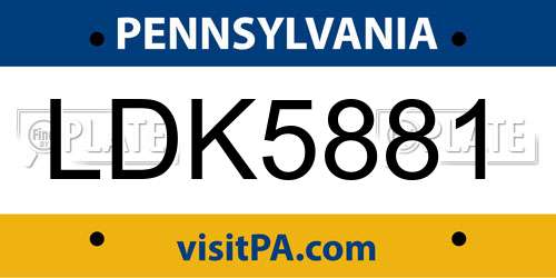 LDK5881 Pennsylvania License Plate