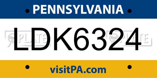 LDK6324 Pennsylvania License Plate