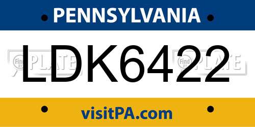 LDK6422 Pennsylvania License Plate
