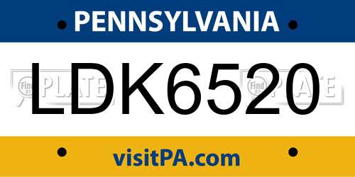 LDK6520 Pennsylvania License Plate
