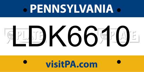 LDK6610 Pennsylvania License Plate