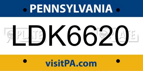 LDK6620 Pennsylvania License Plate