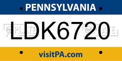 LDK6720 Pennsylvania License Plate
