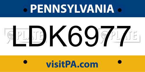 LDK6977 Pennsylvania License Plate